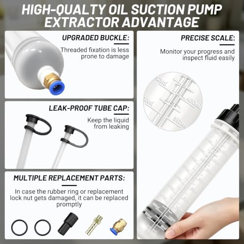 DZZ 500cc Fluid Extractor Pump,with 23.6" Flexible Hose,Two 9" Tubes