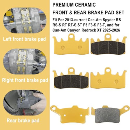 Premium Ceramic Front/Rear Brake Pads Full Set For Can-Am Spyder 2013-2026