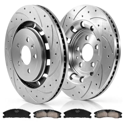 13.86 inch Front Drilled&Slotted Disc Brake Kit Replacement for Ford - size: S-54188+D1611