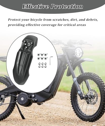 E-Bike Front Fender with Screw Kit Waterproof (Black) - color: Black