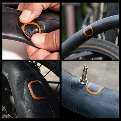 Bike Inner Tire Patch Repair Kit - Bycicle Tube Puncture Patches Kits, 30PCS Vulcanizing Patches, Glueless Patchs for Motorcycle BMX Cycling MTB Road Mountain Bicycle - color: Black-2