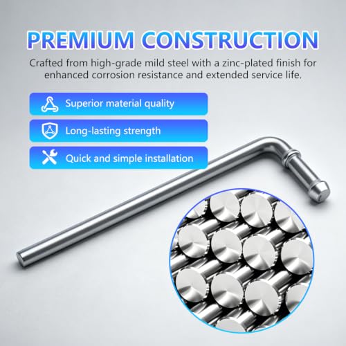 16 PCS Exhaust Hanger Rod Set, 3/8" (10mm) Heavy Duty Zinc Coated Steel Hangers, 7.6" 90° Angle & 10" Straight Rods, 2/4 Hole Rubber Insulators for Car Automotive Muffler Replacement