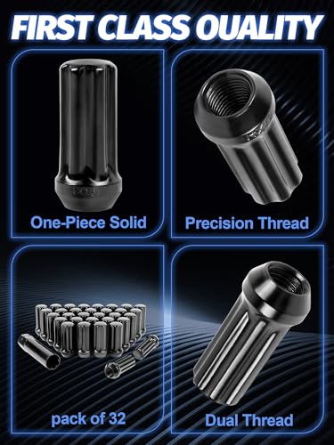 32pcs M14x1.5 Lug Nuts XL Spline W/ 1 Socket Key - size: 14x1.5, style: 32PCS， 2.01