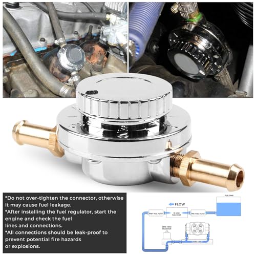1-5 PSI Universal Fuel Pressure Regulator Adjustable Manual for Carburetor Carb Zinc Alloy with 5/16 3/8 Fittings