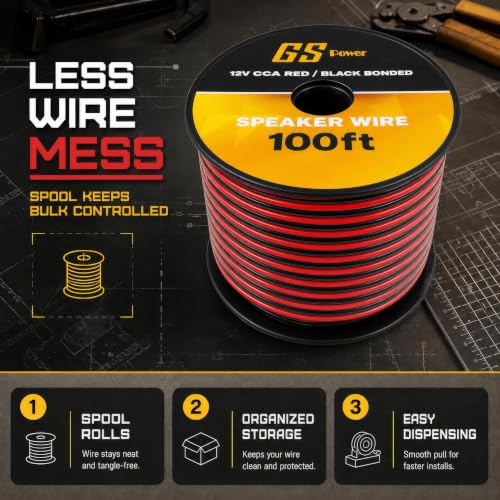 GS Power 12 Gauge Wire Automotive - 200ft CCA Primary Bonded Wire - size: 12 Gauge-100 ft-Bonded