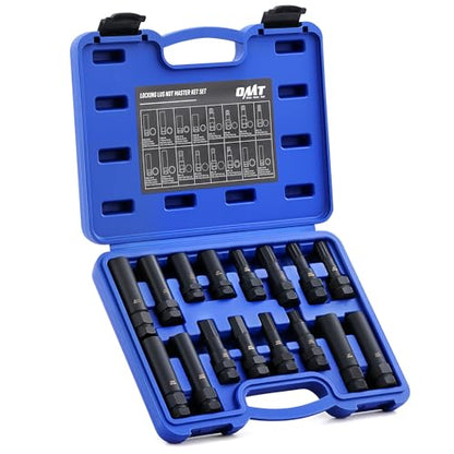 OMT 16pc Locking Lug Nut Master Key Set, SAE & Metric Wheel Lock Removal