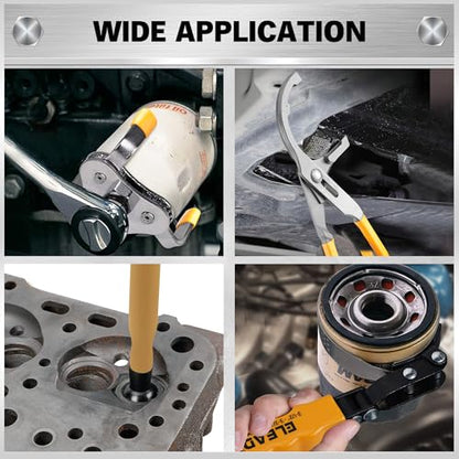 ELEAD 9-Piece Ultimate Oil Filter Wrench Set - Professional Oil Filter Removal Tool, Swivel Head Oil Filter Wrenches, Adjustable Oil Filter Remover Pliers, Universal Oil Filter Wrench and Valve Lapper - style: Multi-Use Set