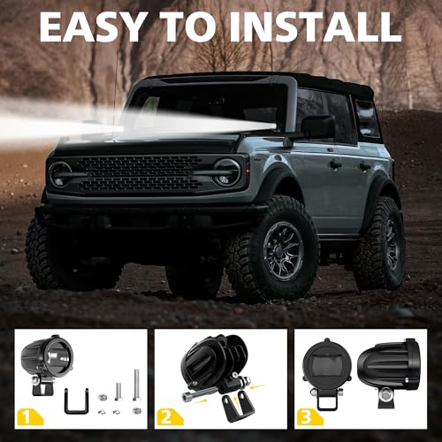 4WDKING 2" LED Motorcycle Lights 20W 2000LM Spot Driving Lights IP68(2PCS)