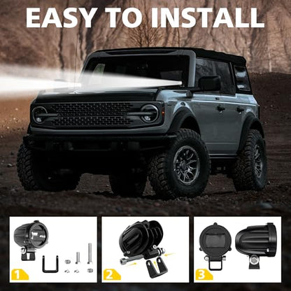 4WDKING 2" LED Motorcycle Lights 20W 2000LM Spot Driving Lights IP68(2PCS)