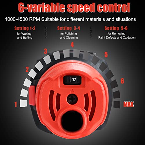 AOBEN Car Buffer Polisher,6 inch Dual Action Polisher,Random Buffer Polisher kit with 6 Variable Speed 1000-4500rpm,Detachable Handle,4 Buffing Pads for Car detailing Polishing and Waxing - size: AT3501-7