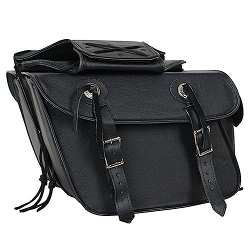 Dream Apparel Naked Cowhide Leather Motorcycle Saddle Bags Throw Over Saddlebags, Motorcycle Side Bags for Honda Shadow Sportster Softail Dyna V-star (Black, No Studs) - color: Black 20L No Studs
