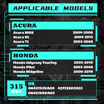 TPMS Sensor 315MHz Tire Pressure Monitoring Sensor For HONDA ACURA - size: 06421S3VA04