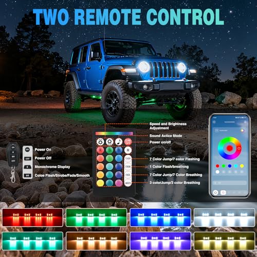 Nilight RGBW LED Rock Lights Kit 8 Pods 22 LEDs Wide Angle Lighting - color: RGBW 22LED, size: 8 Pods