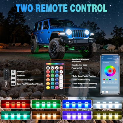 Nilight RGBW LED Rock Lights Kit 8 Pods 22 LEDs Wide Angle Lighting - color: RGBW 22LED, size: 8 Pods