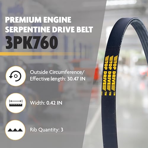 Top Drive, 3PK760, Premium Engine EPDM Serpentine Belt, 30.47" Length - size: 3PK760