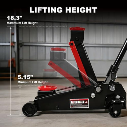 Jack Boss Floor Jack 3 Ton Capacity Fast Lift Service Jack Steel Heavy Duty Hydraulic Car Jack Black - color: Black, size: 3 Ton Fast Lift