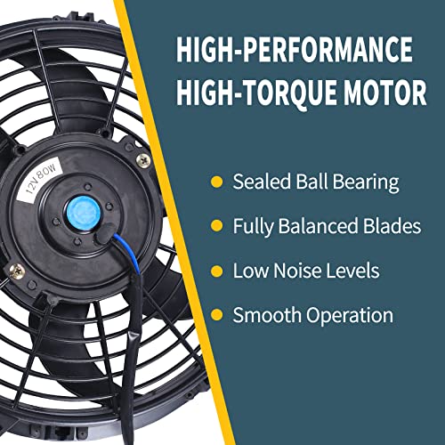 10'' Inch Slim Fan Push Pull Electric Radiator Cooling Fan Black - color: Black, size: 10 Inch-2 Pieces