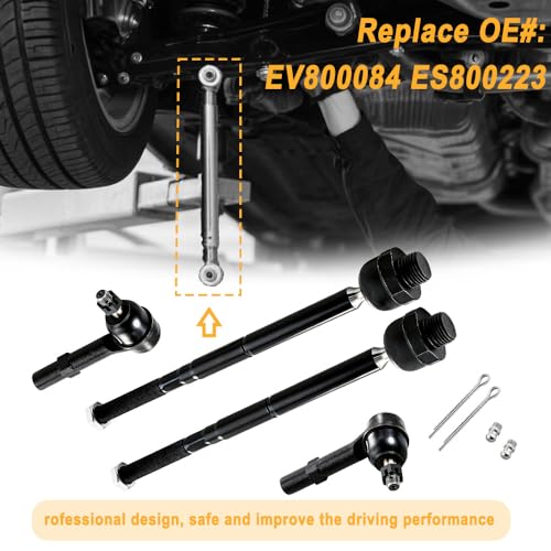 4Pcs Front Inner and Outer Tie Rod Ends Kit Fits for 2007-2013 Chevy Silverado Suburban 1500 Tahoe Avalanche, GMC Sierra Yukon XL 1500, Cadillac Escalade ESV EXT, Replace EV800084 ES800223 - size: EV800084-800223X2
