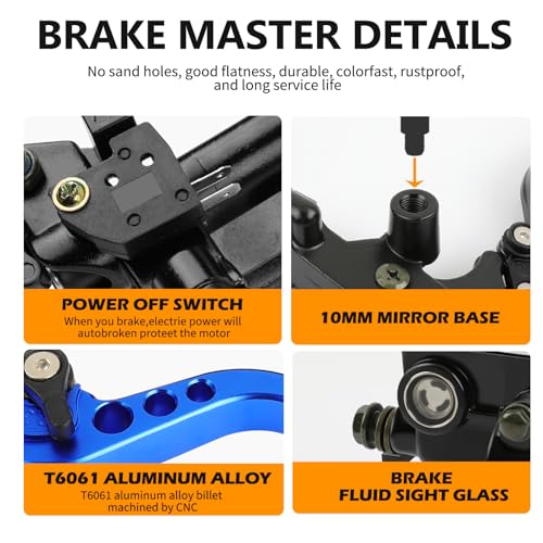 DREAMIZER Universal 7/8" 22mm Motorcycle Handlebar Brake Master Cylinder Clutch Levers CNC Left & Right Set + Hand Grips Compatible with Harley Honda Kawasaki Yamaha Suzuki (Blue) - color: Blue