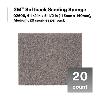 3M Softback Sanding Sponge 02606, 4 1/2 x 5 1/2 in, 20 Pack, Medium Grit - size: 4-1/2 in x 5-1/2 in, style: Medium