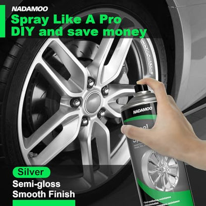NADAMOO Silver Spray Paint for Wheels, Semi-Gloss - color: Silver, size: 13 Ounce (Pack of 4)