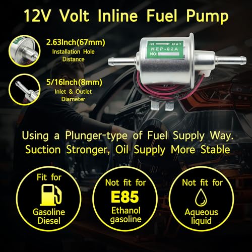 12V Universal Electric Fuel Pump Low Pressure 4~7 PSI Inline Diesel Gas Compatible with All 12V Cars Trucks Boats Carburetor Lawnmower and Generators HEP-02A ATV - size: HEP-02A(4-7 PSI)