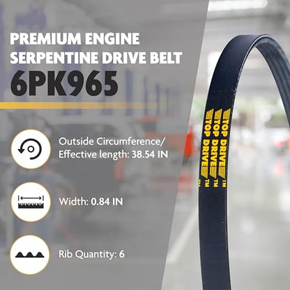 Top Drive, 6PK965, Premium Engine EPDM Serpentine Belt, 38.54" Length - size: 6PK965