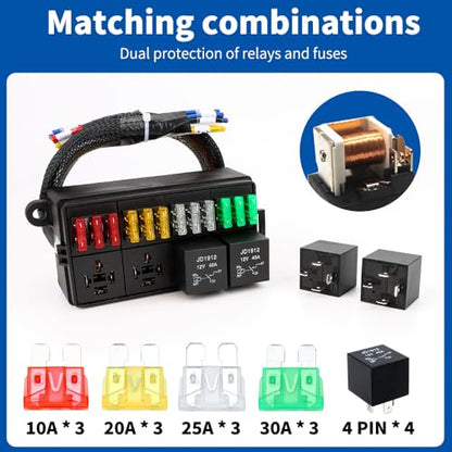 Generic 12-Way Fuse & 4-Relay Power Distribution Box - size: Generic 12-Way Fuse
