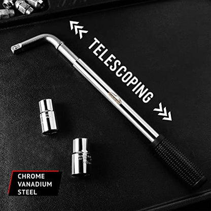 EPAuto Telescoping Lug Wrench, Wheel Wrench, CR-V Sockets (17/19, 21/22mm)