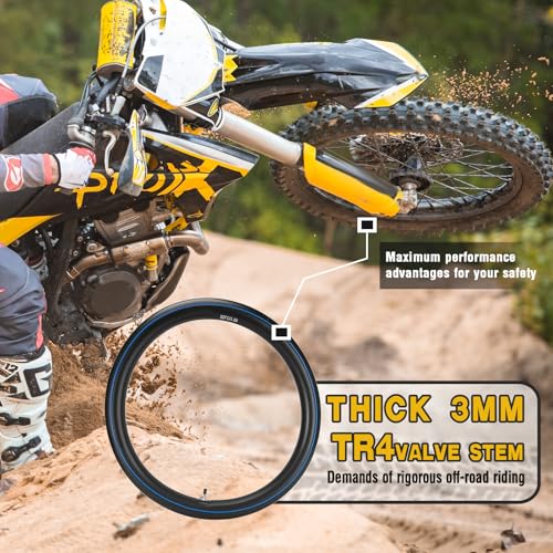 (2-Pack) 2.75/3.00-21" Inner Tubes 80/100-21 or 90/90-21 Heavy Duty Dirt Bike Inner Tubes, 2mm Thick, TR4 Valve, Fits HondaAfrica Twin CRF230, CRF250, CR250 Kawasaki KLR, KDX200 and More - size: 2.75/3.00-21" (80/100-21")
