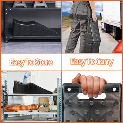 2 Piece Tandem Wheel Ramp, Portable Car Service Ramp, 5.5in Tire Lift Trailer Wheel Jack RV Flat Tire Ramp, for Routine Tire Replacement Repairs