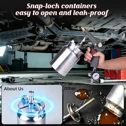 GS Undercoating Spray Gun Kit - Versatile Undercoating Gun for Vehicles, Truck Bed Liner, Rubberized Rust Proofing, Includes Suction Feed Cup & 360° Spray Hose