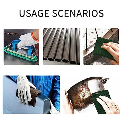 Green Scuff Pads - 6Pcs Scouring Pad - Very Fine Grade Hand Pads General Purpose Sanding Hand Pads 200 x 125mm/8" x 5" - color: 6 Green
