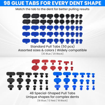 190PCS Car Dent Puller Kit, Paintless Dent Remover Tool for Car Dents