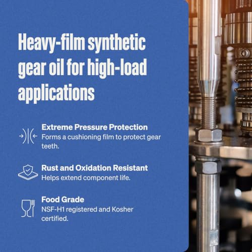 Super Lube Synthetic Gear Oil - Heavy Duty Synthetic Machinery Oil for Truck & Auto Maintenance - NSF H1 Food Grade Gear Lubricant - ISO 150 - Translucent Amber - Bottle - 1 gal (54101) - size: ISO 150 - 1gal Bottle