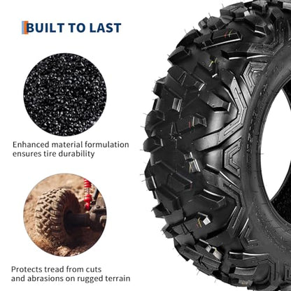 2PCS AT25X8-12 Heavy Duty 6PR ATV/UTV All-Terrain Tubeless Tires – Off-Road, Puncture Resistant, High Load, All Terrain Tires 20mm Tread Depth 25x8x12- for Mud, Sand, Trail, Rock – Tubeless - size: DAV110 25X8-12