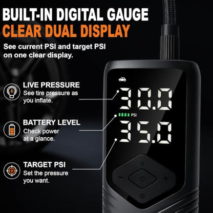 Tire Inflator Portable Air Compressor for Car Tires, 150 PSI Air Pump
