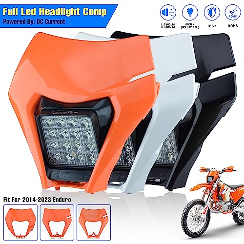 Dirt Bike Headlight,LED Enduro Pit Bike Light Kit Universal For Most Dirt Pit Bike Motorcycle EXC SX XCF Orange - color: Cover TypeC Orange