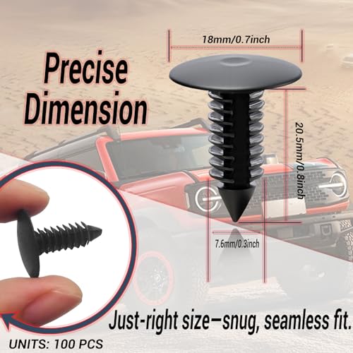 ANTS PART 100 Pcs Auto Car Fender & Bumper Shield Fastener Clips, Nylon - size: 100 Pcs