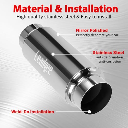 3" Inlet 3" Outlet Exhaust Muffler, 12" Overall Length Center Straight Through Resonator Universal Stainless Steel Exhaust Muffler, Pack of 2 - size: 3" Inlet 12" Overall Length-2pcs