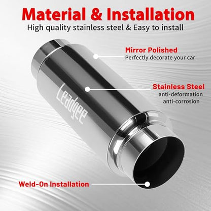 3" Inlet 3" Outlet Exhaust Muffler, 12" Overall Length Center Straight Through Resonator Universal Stainless Steel Exhaust Muffler, Pack of 2 - size: 3" Inlet 12" Overall Length-2pcs