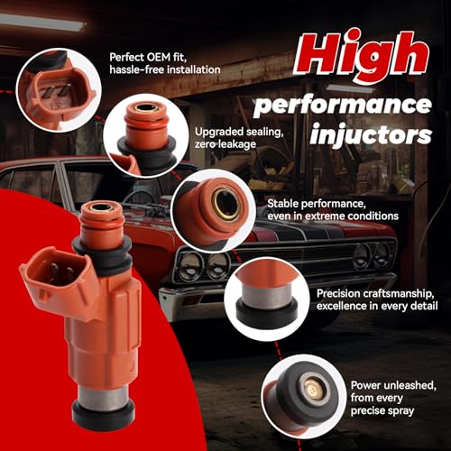 4-Pack Fuel Injectors Set | Compatible with Yamaha Outboard 115 HP Marine Mitsubishi Eclipse Galant Mirage Chrysler Dodge Suzuki| Replaces FJ344 CDH210 15710-65D00 - size: 4 X FJ344
