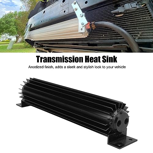 Aramox 12in Dual Channel Cooler Aluminum Finned Anodize Dual Pass Heat Sink Universal Trans Cooler Fit for Car Truck (Black) - color: Black