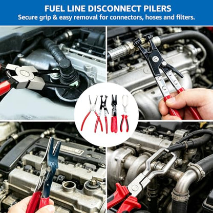 14PCS Automotive Electrical Disconnect Pliers Set: High-Carbon Steel - color: Red-14 pcs