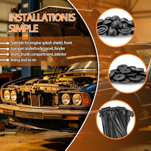 220Pcs Nylon Universal Cable Tie Buckle with Plier, Automotive Zipper Clips, Plastic Rivet T Zip Ties, 50lb+ Heavy Duty Zip Ties, PA66 Car Zip Tie Bumper Fender Liner Splash Shield Engine Cover - color: Ct-220pcs
