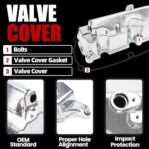 MITZONE Aluminum Valve Cover Left Side Compatible with Ford Explorer Sport Trac Ranger Mercury Mountaineer 2001-2005 4.0L V6 4L5Z6582JA 4L5Z6582FA 1L2Z6582BA Silver - size: 2001-2005 Ford Left Side