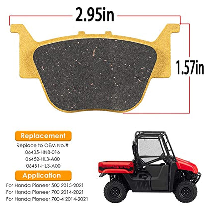 Front & Rear Heavy Duty Ceramic Disc Metal Brake Pads for Honda Pioneer 700 500 700-4 2014-2021 Replace 06435-HN8-016, 06452-HL3-A00, 06451-HL3-A00 (3 Sets)