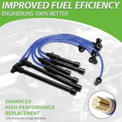 Set of 6 PCS Ignition Spark Plug Wires 671-6197 8113 RC-NX14 & 6 Iridium Spark Plugs Set Compatible with Nissan Frontier Xterra Pathfinder INFINITI QX4 3.3L V6# replace 22450-0W025 22440-9Z025 55301 - size: 8113