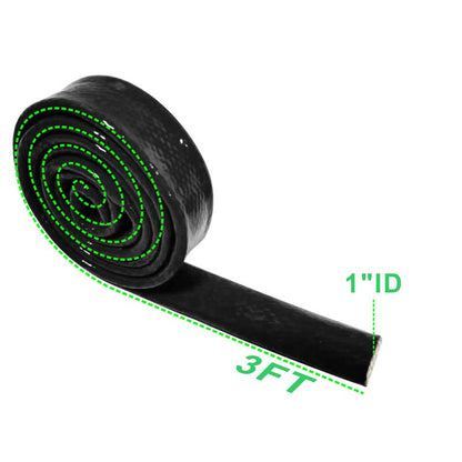 Fuel Line Heat Shield Insulation Heat Shielded Fire Sleeve Silicone Coated Fiberglass Heat Protection for Automotive Hose Lines & Electrical Wiring-（Black 1" ID x3.3FT） - color: Black, size: 1" ID x 3.3FT
