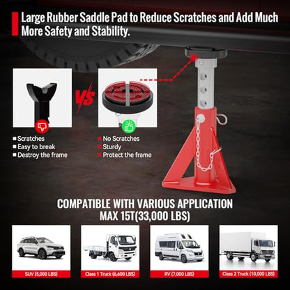 Jack Stands 15 Ton Capacity, Heavy Duty Vehicle Stabilizer Jacks
